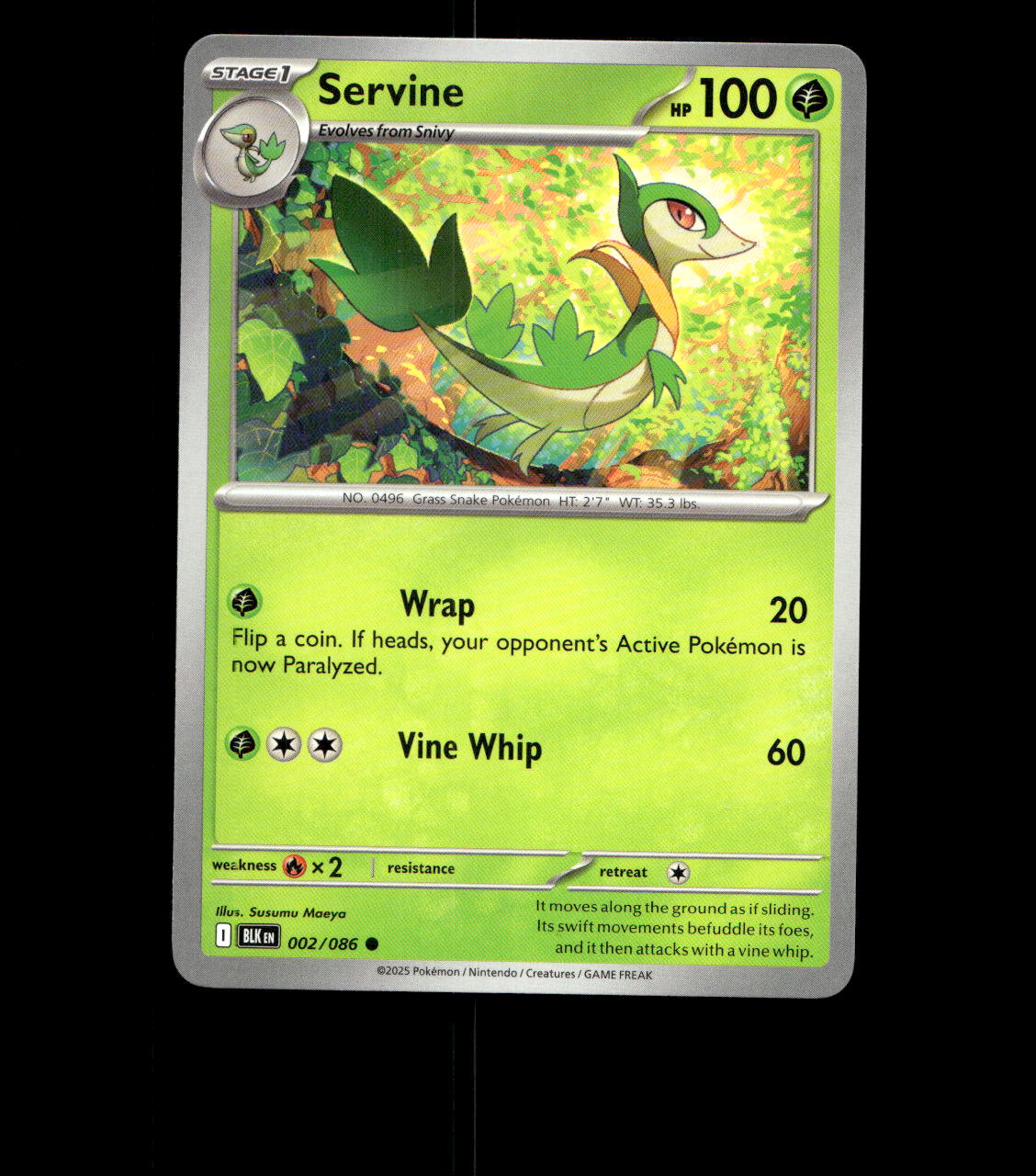 Servine – 002/086 – Black Bolt – Normal – Near Mint