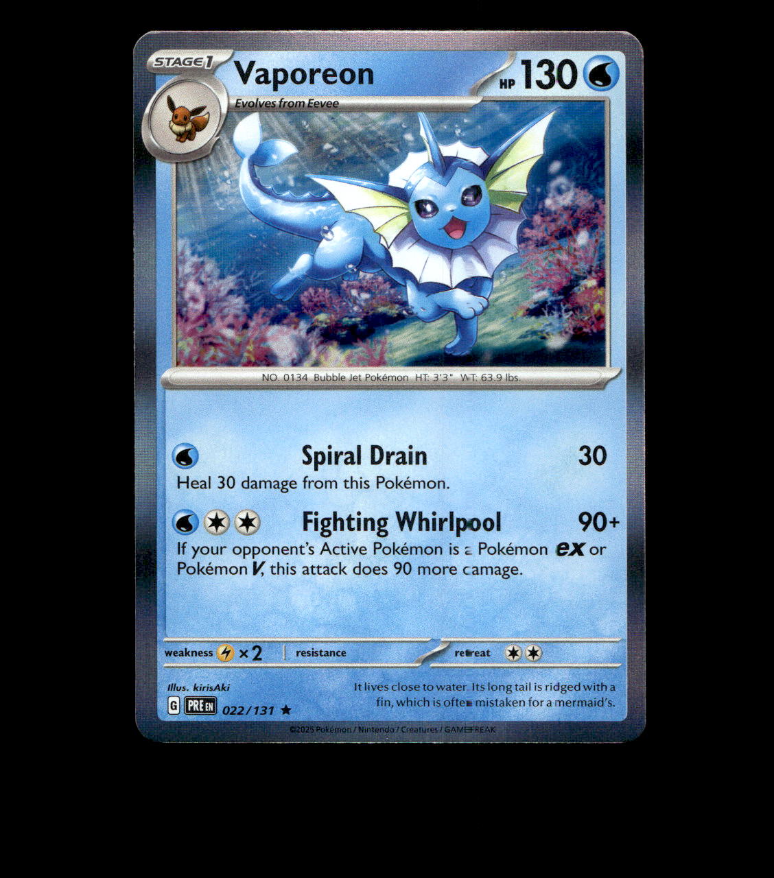 Vaporeon - 022/131 - Prismatic Evolutions - Holo Near Mint