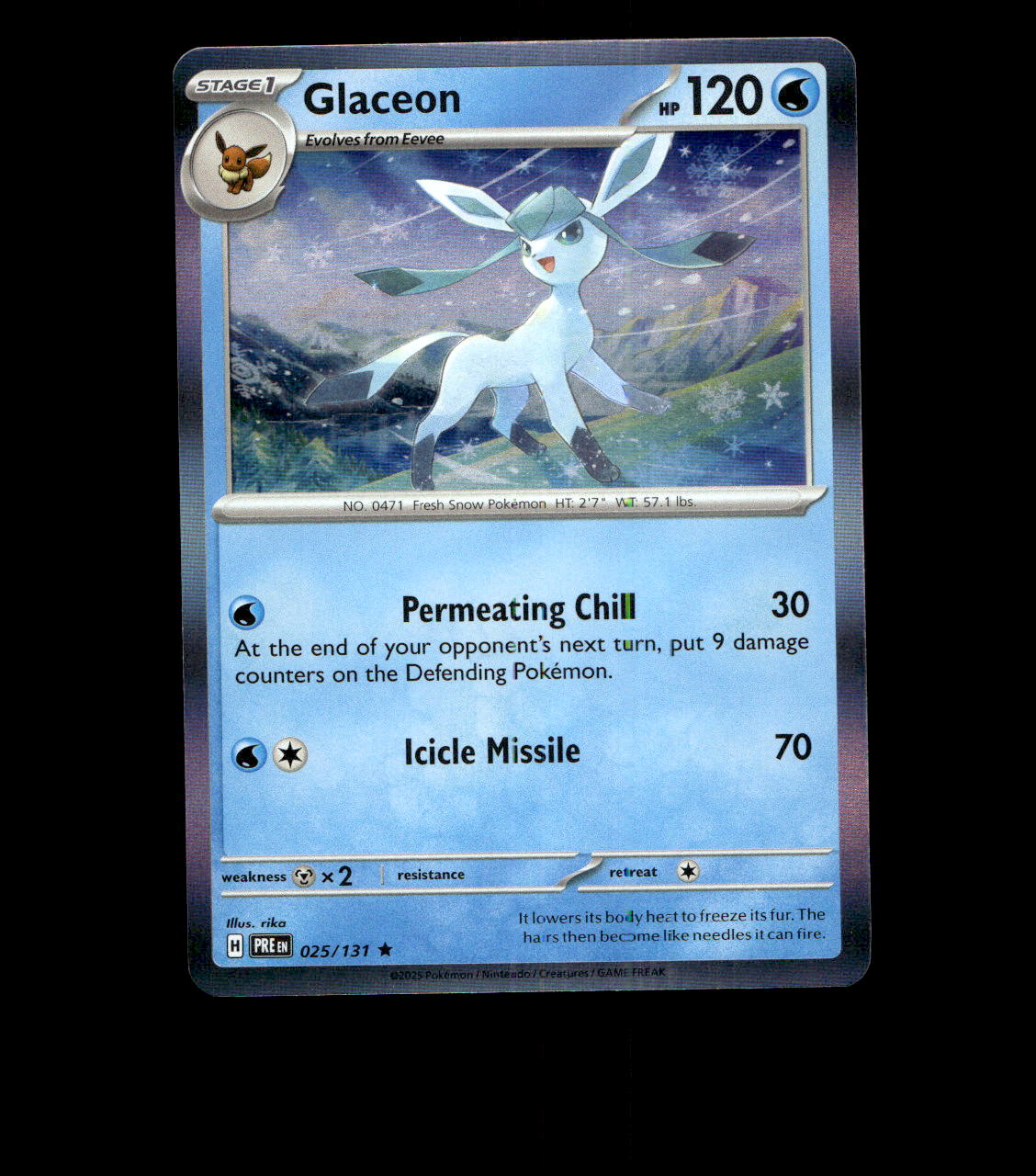 Glaceon - 025/131 - Prismatic Evolutions - Holo Near Mint