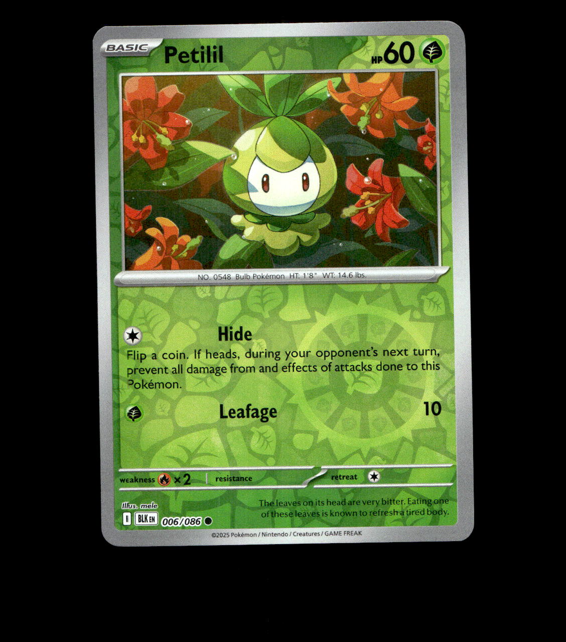 Petilil – 006/086 – Black Bolt – Reverse Holo – Near Mint