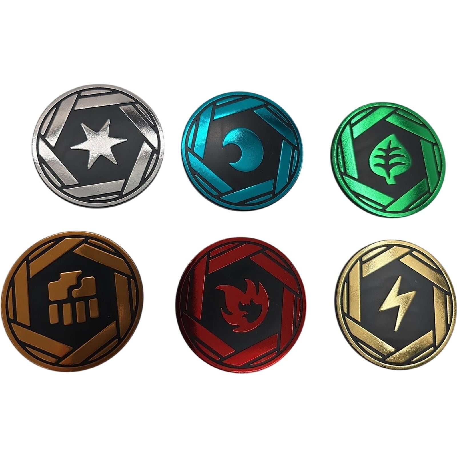 Pokémon TCG Energy Metal Coins Set of 6 Official Damage Counter Tokens Lot