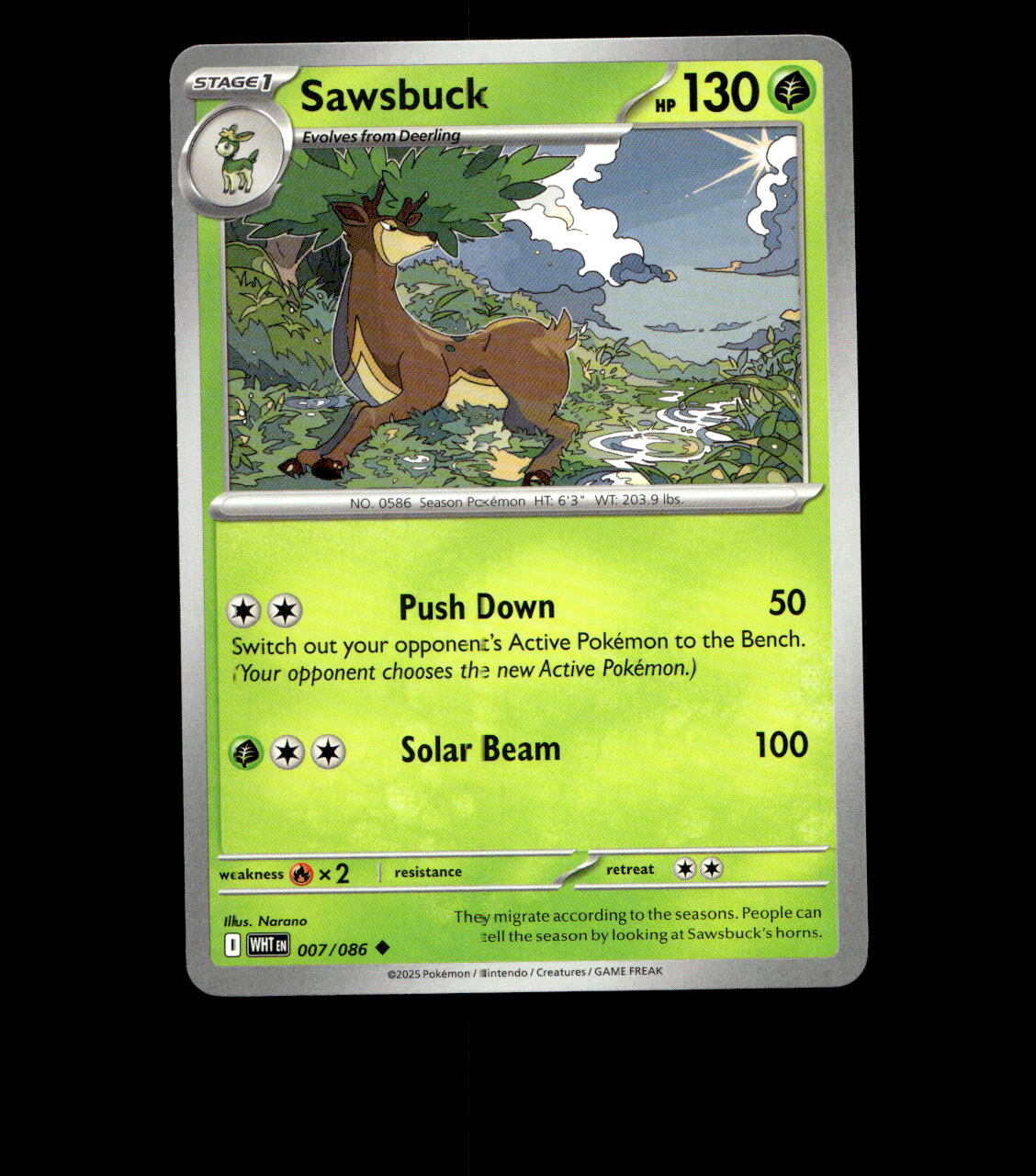 Sawsbuck – 007/086 – White Flare – Normal – Near Mint