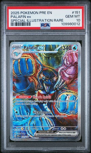 2025 POKEMON PRE EN-PRISMATIC EVOLUTIONS #151 PALAFIN ex SPECIAL ILLUSTRATION RARE PSA 10