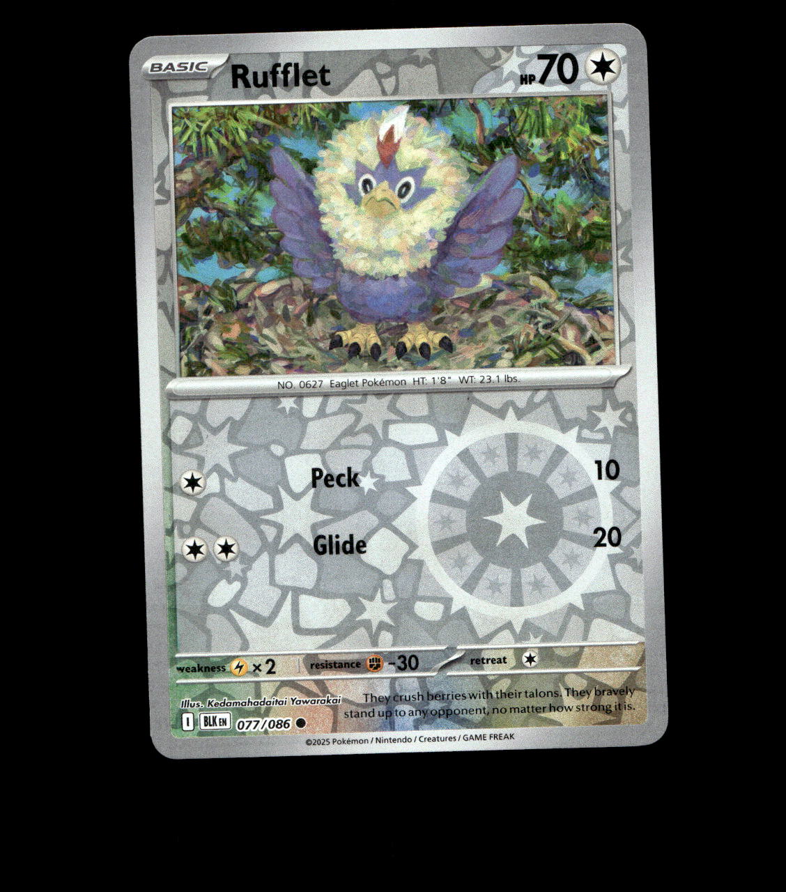 Rufflet – 077/086 – Black Bolt – Reverse Holo – Near Mint