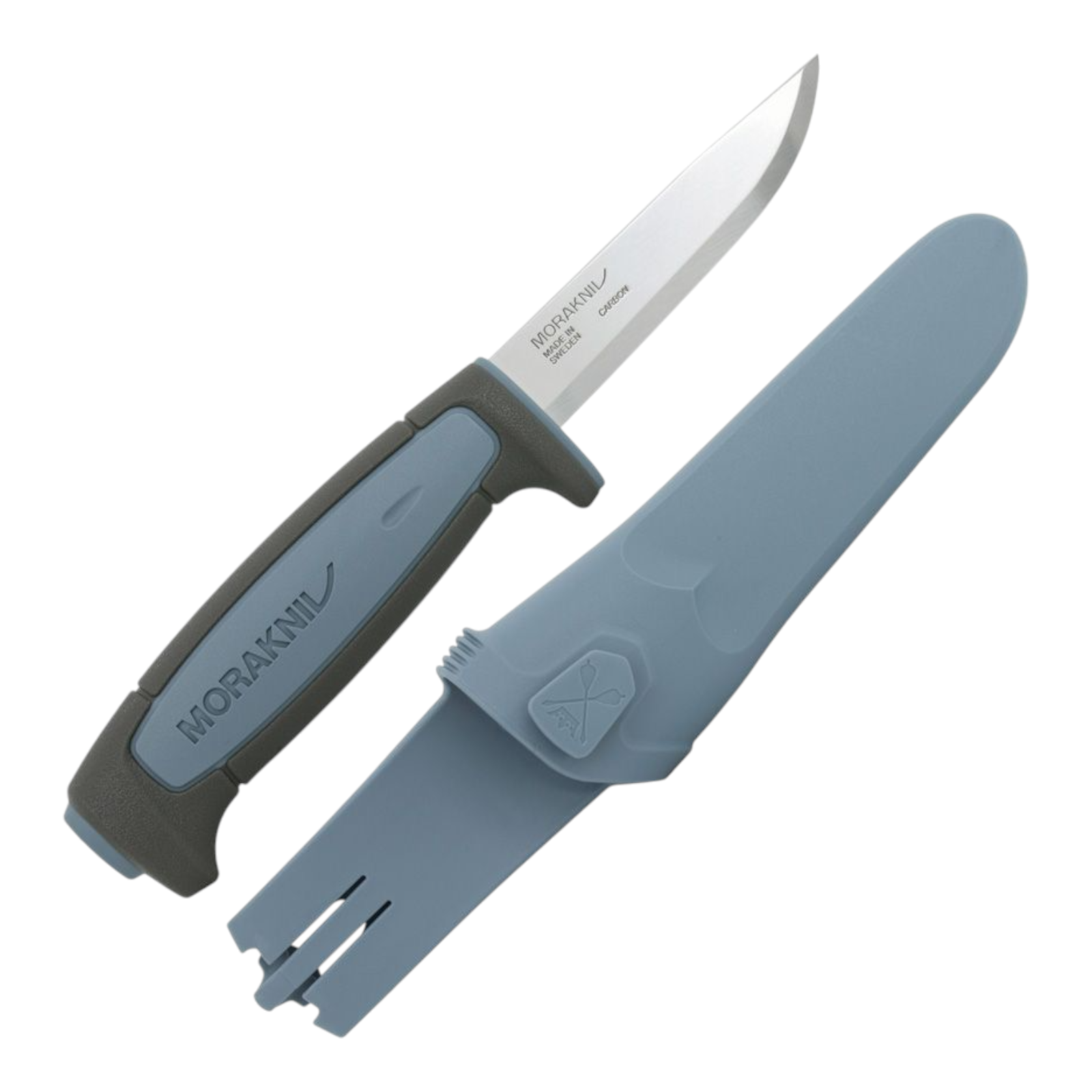 Mora Basic 511 Carbon Steel Blade Knife with Blue Gray Polypropylene Handle