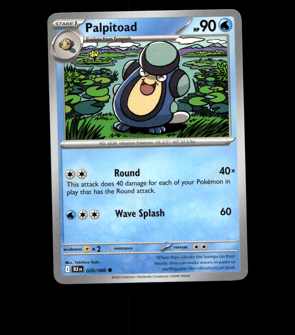 Palpitoad – 020/086 – Black Bolt – Normal – Near Mint