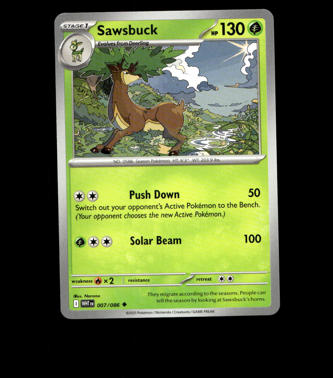 Sawsbuck – 007/086 – White Flare – Normal – Near Mint