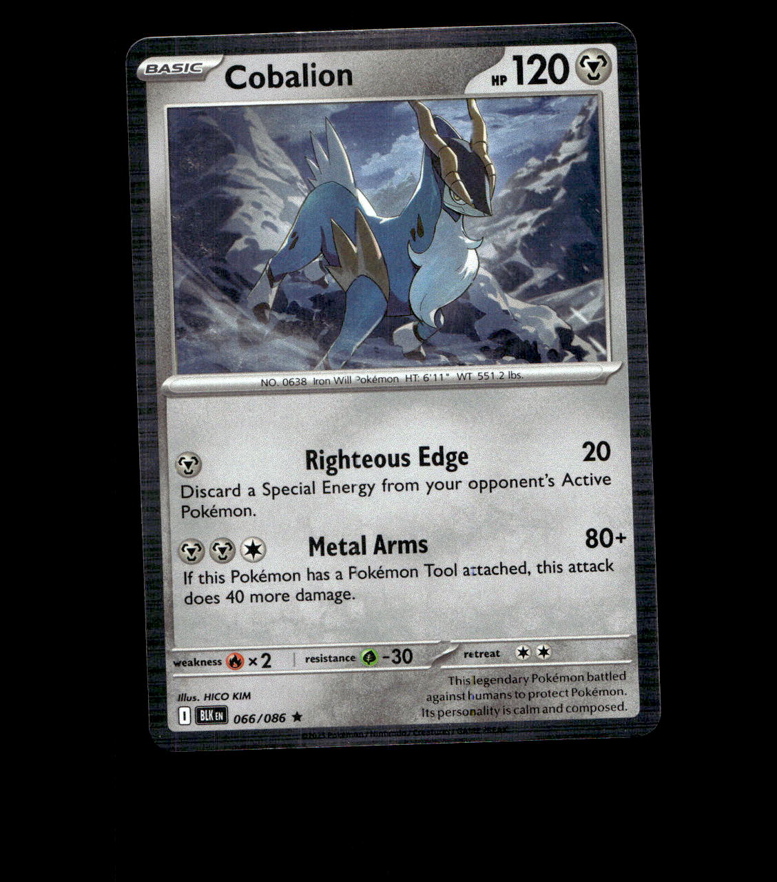 Cobalion – 066/086 – Black Bolt – Holo – Near Mint