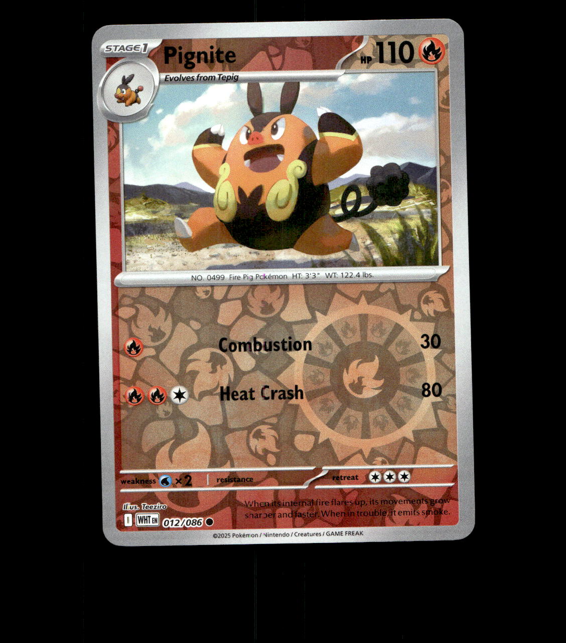 Pignite - 012/086 - White Flare - Reverse Holo Near Mint