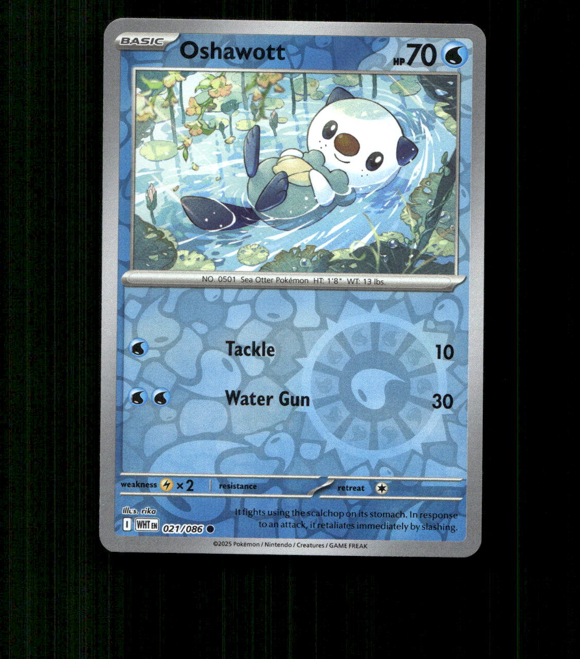 Oshawott - 021/086 - White Flare - Reverse Holo Near Mint Pokemon Card TCG