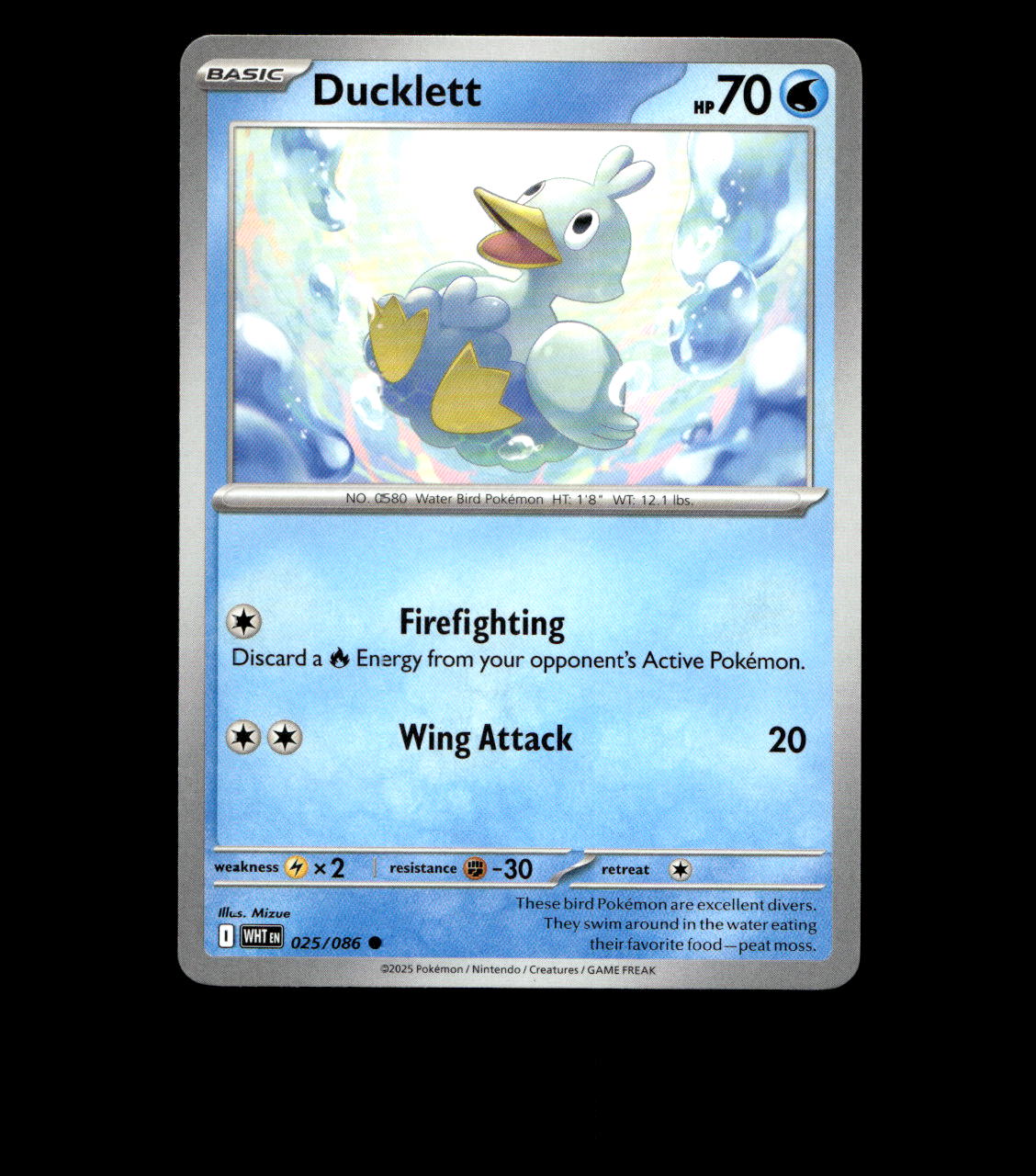 Ducklett - 025/086 - White Flare - Near Mint Pokemon Card TCG