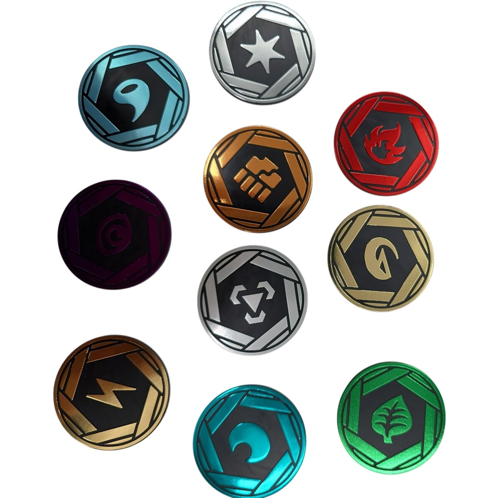 Pokemon 151 Mini Tin Jumbo 2" Energy Holo Collectors Flip Coin Complete Set