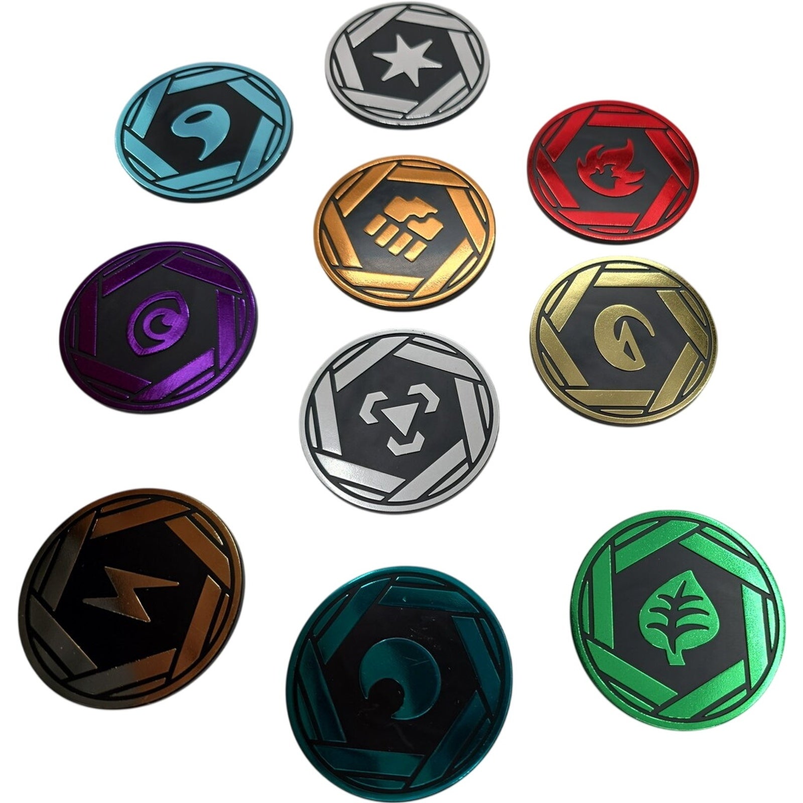 Pokemon 151 Mini Tin Jumbo 2" Energy Holo Collectors Flip Coin Complete Set