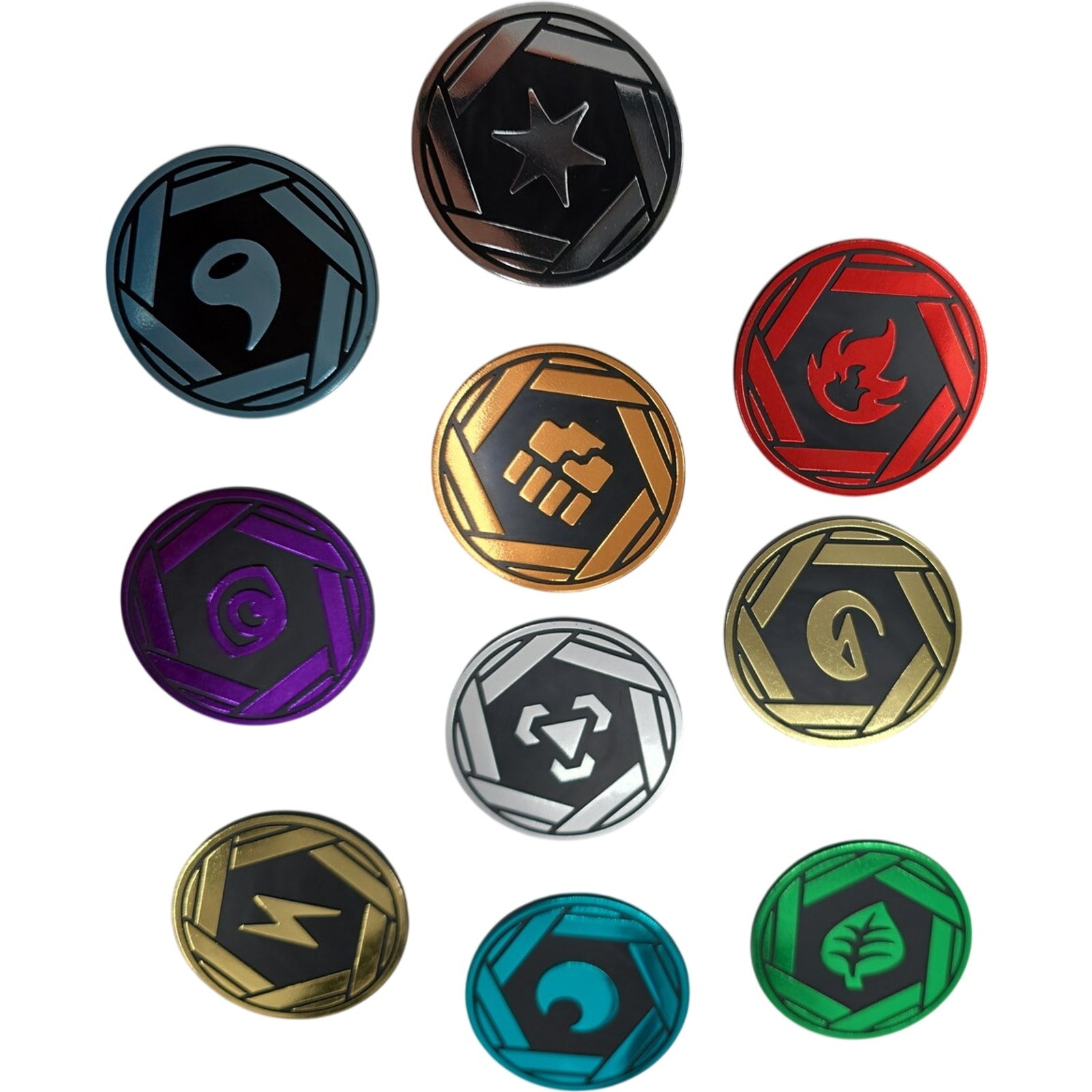Pokemon 151 Mini Tin Jumbo 2" Energy Holo Collectors Flip Coin Complete Set