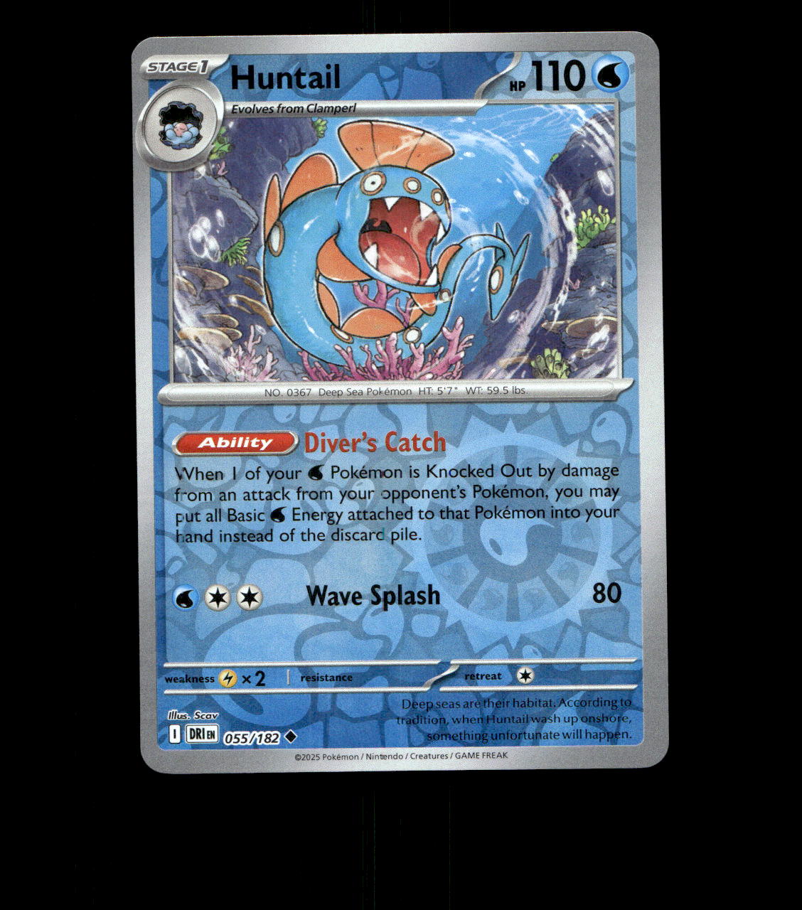 Huntail - 055/182 - Destined Rivals - Reverse Holo Near Mint Pokemon Card TCG