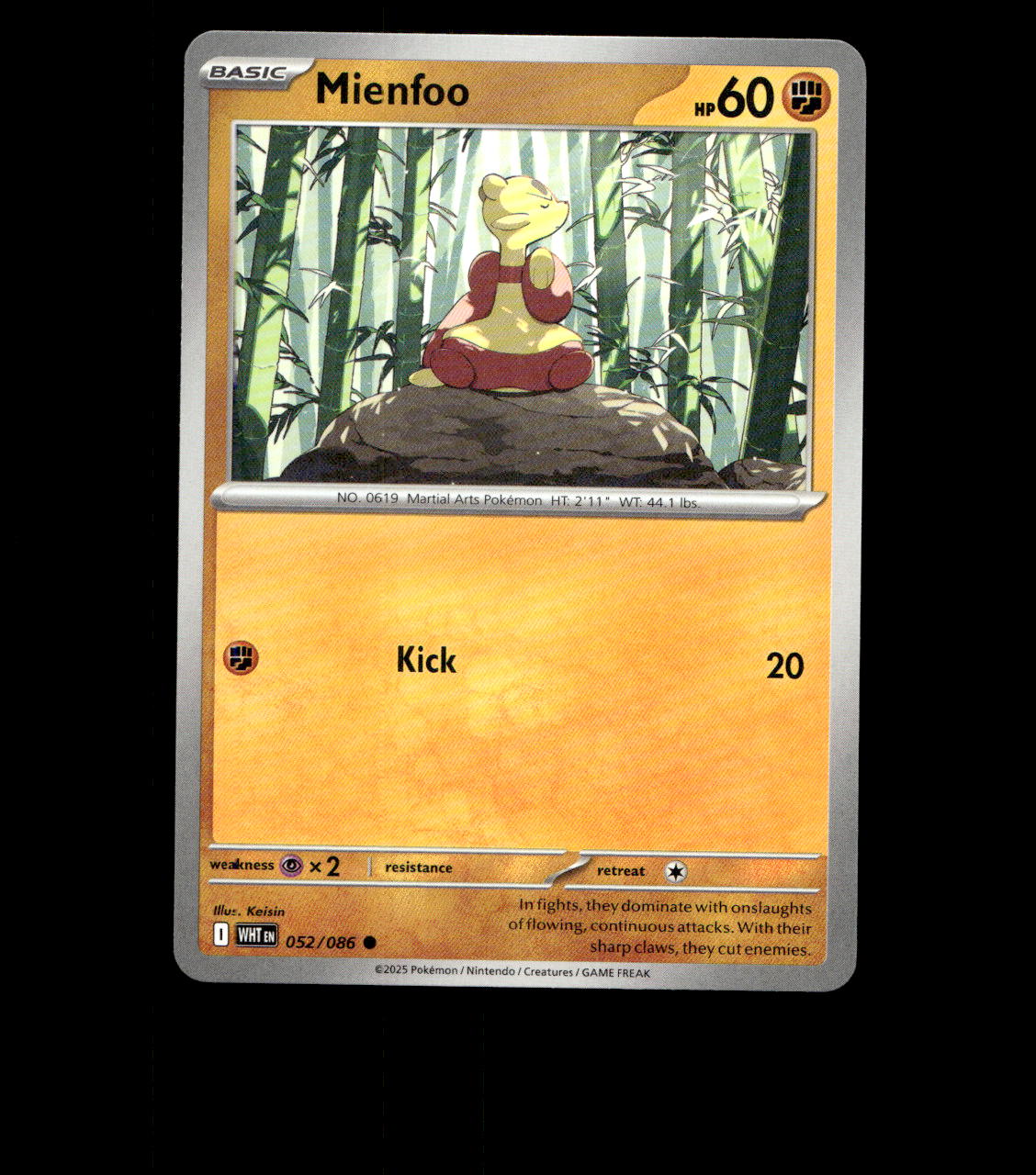 Mienfoo - 052/086 - White Flare - Near Mint Pokemon Card TCG