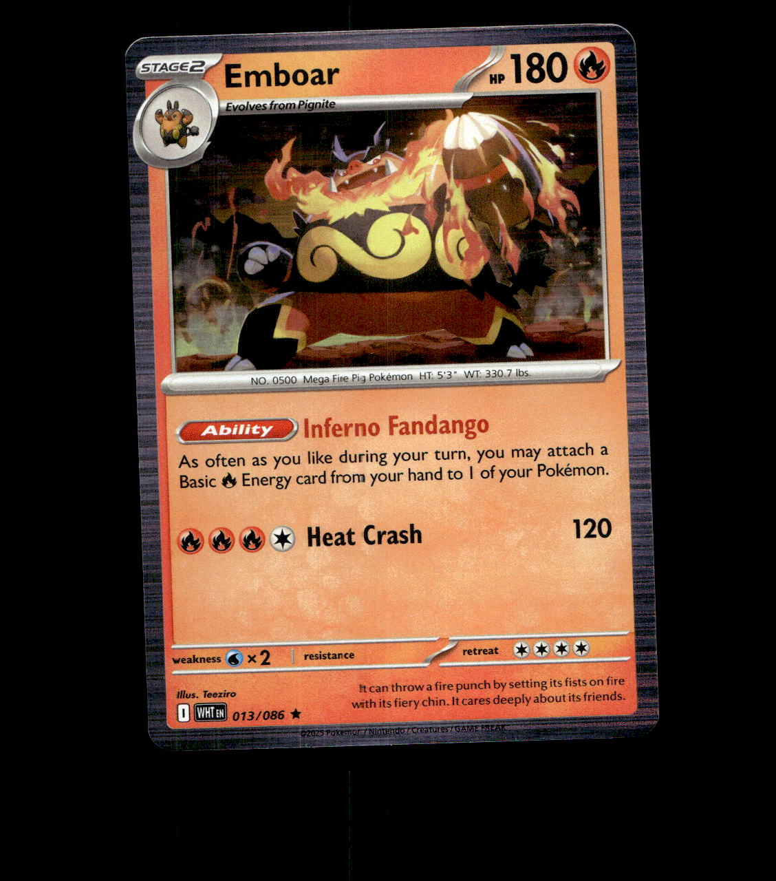 Emboar - 013/086 - White Flare - Holo Near Mint Pokemon Card TCG