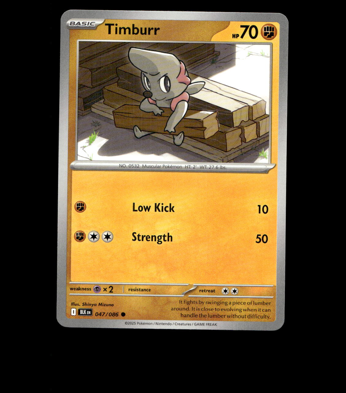 Timburr - 047/086 - Black Bolt - Near Mint Pokemon Card TCG