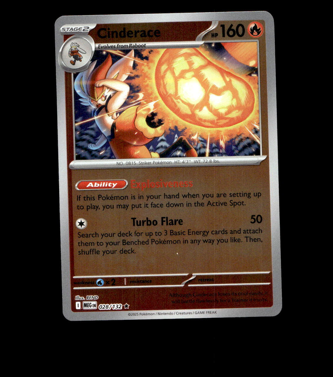 Cinderace – 028/132 – Mega Evolution – Reverse Holo – Near Mint