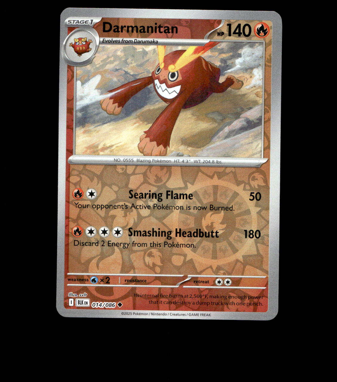 Darmanitan - 014/086 - Black Bolt - Reverse Holo Near Mint