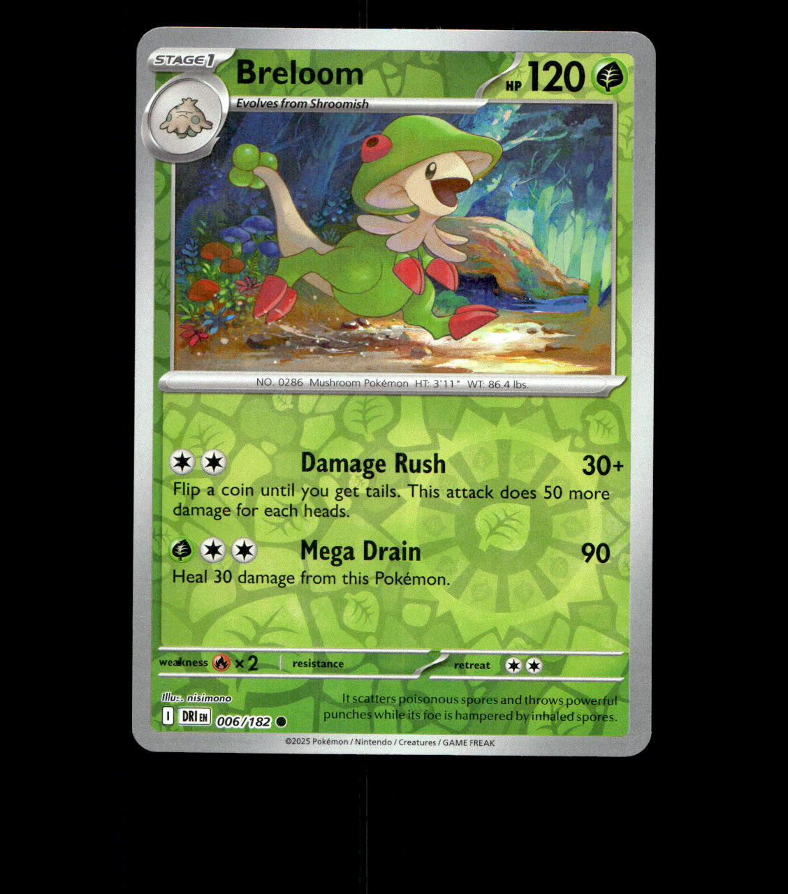 Breloom - 006/182 - Destined Rivals - Reverse Holo Near Mint