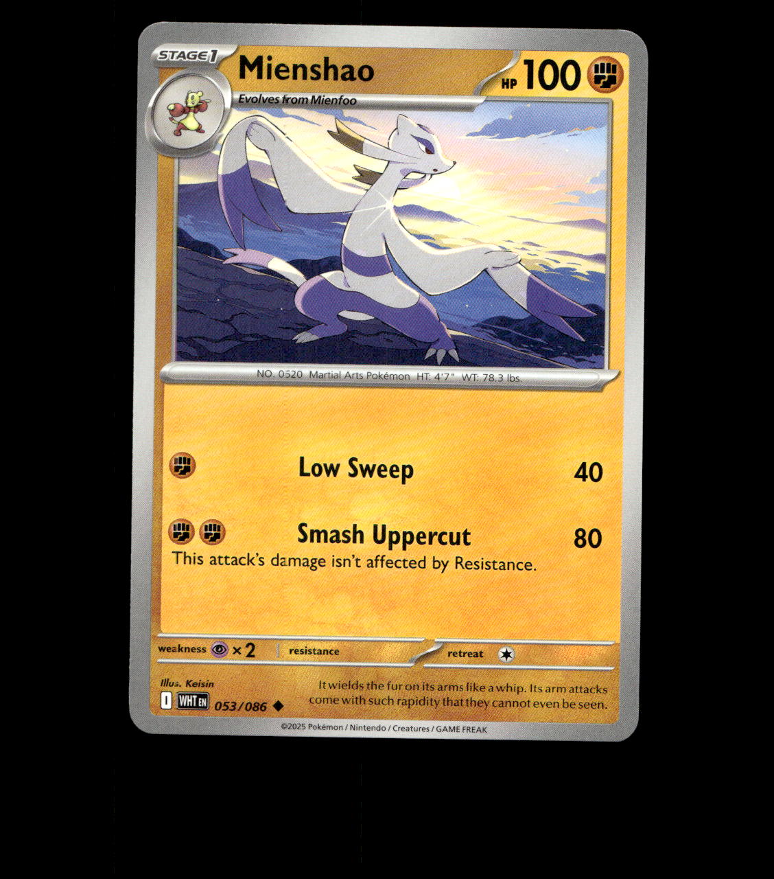 Mienshao - 053/086 - White Flare - Near Mint Non Holo