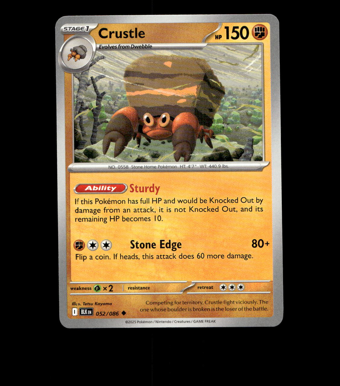 Crustle - 052/086 - Black Bolt - Near Mint Non Holo