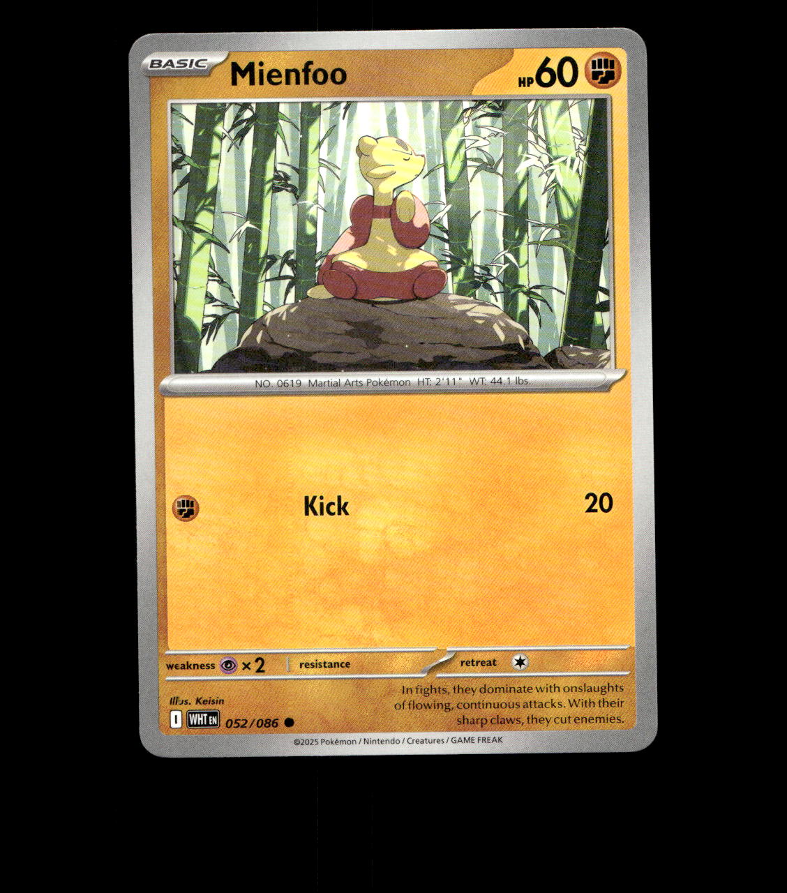 Mienfoo - 052/086 - White Flare - Near Mint Non Holo