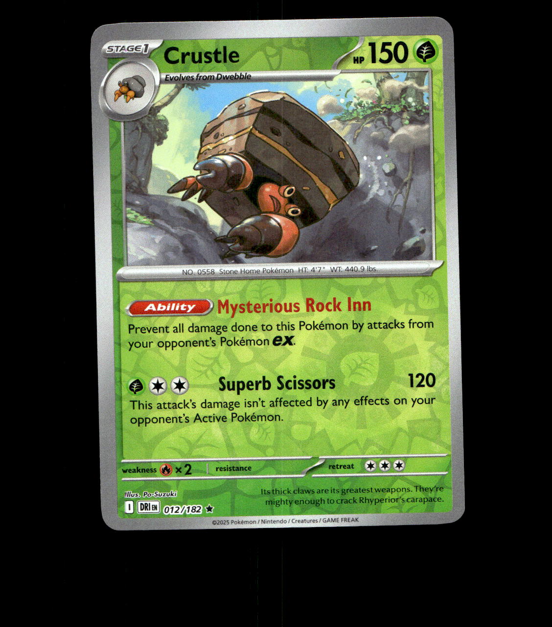 Crustle – 012/182 – Destined Rivals – Reverse Holo – Near Mint
