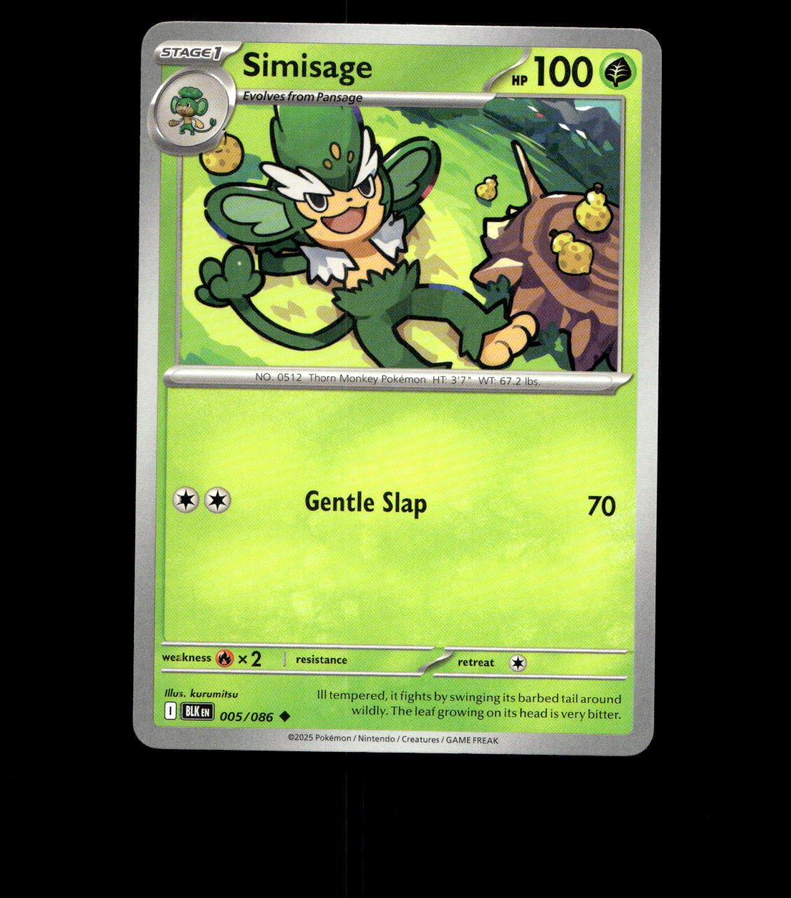 Simisage - 005/086 - Black Bolt - Near Mint Non Holo