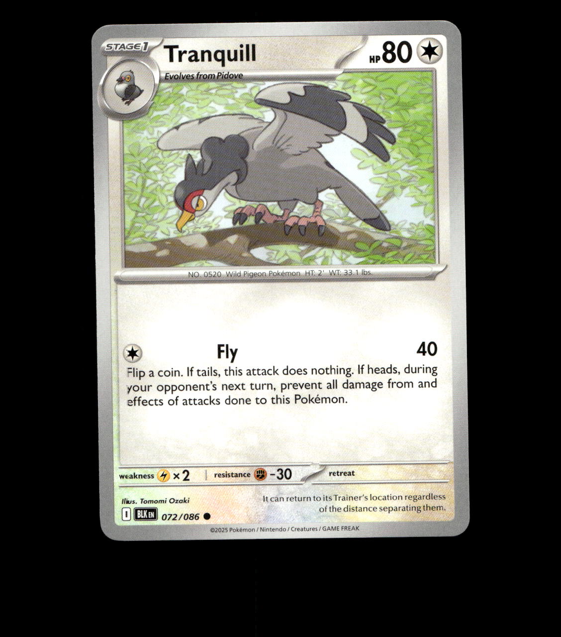 Tranquill - 072/086 - Black Bolt - Near Mint Non Holo