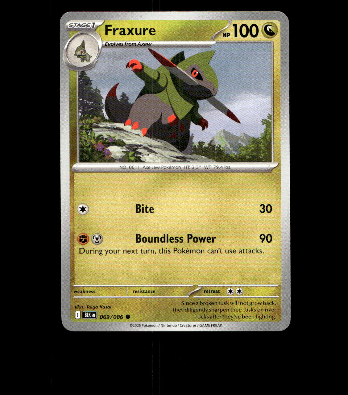 Fraxure - 069/086 - Black Bolt - Near Mint Non Holo