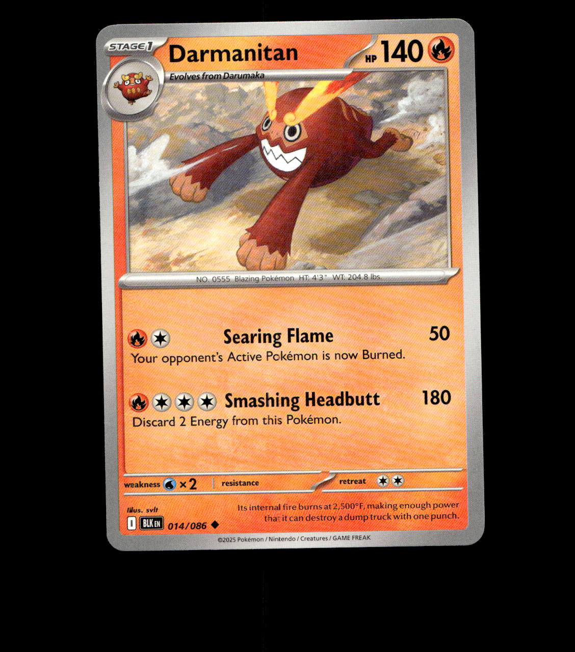 Darmanitan - 014/086 - Black Bolt - Near Mint Non Holo