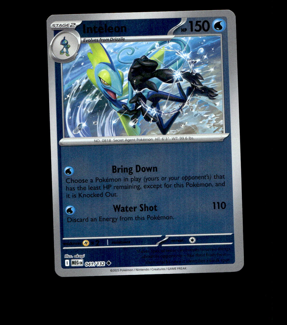 Inteleon - 041/132 - Mega Evolution - Reverse Holo Near Mint