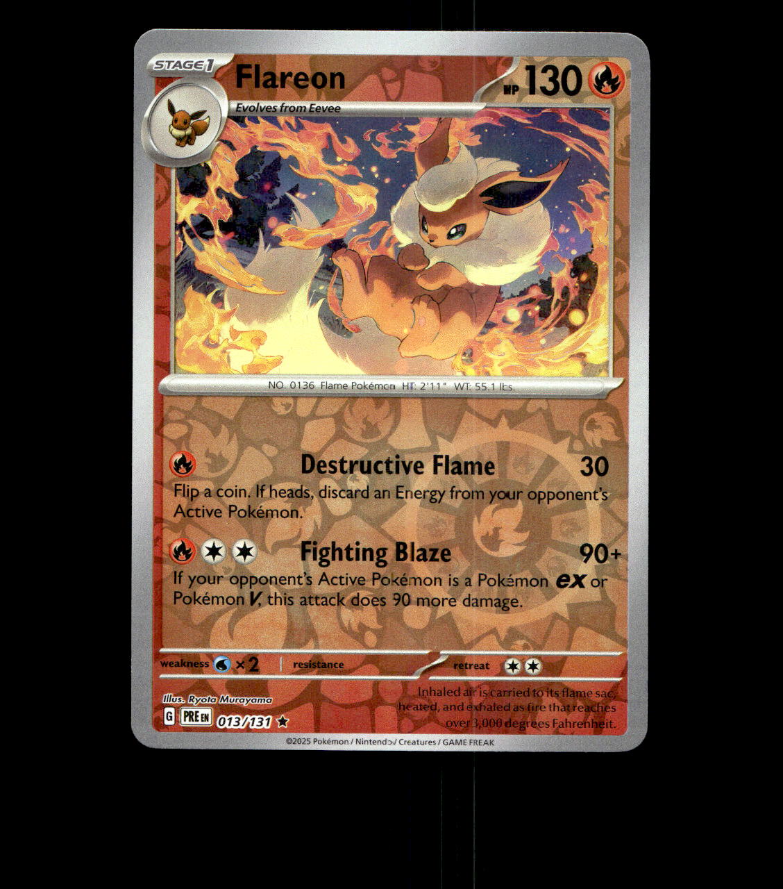 Flareon - 013/131 - Prismatic Evolutions - Near Mint Reverse Holofoil