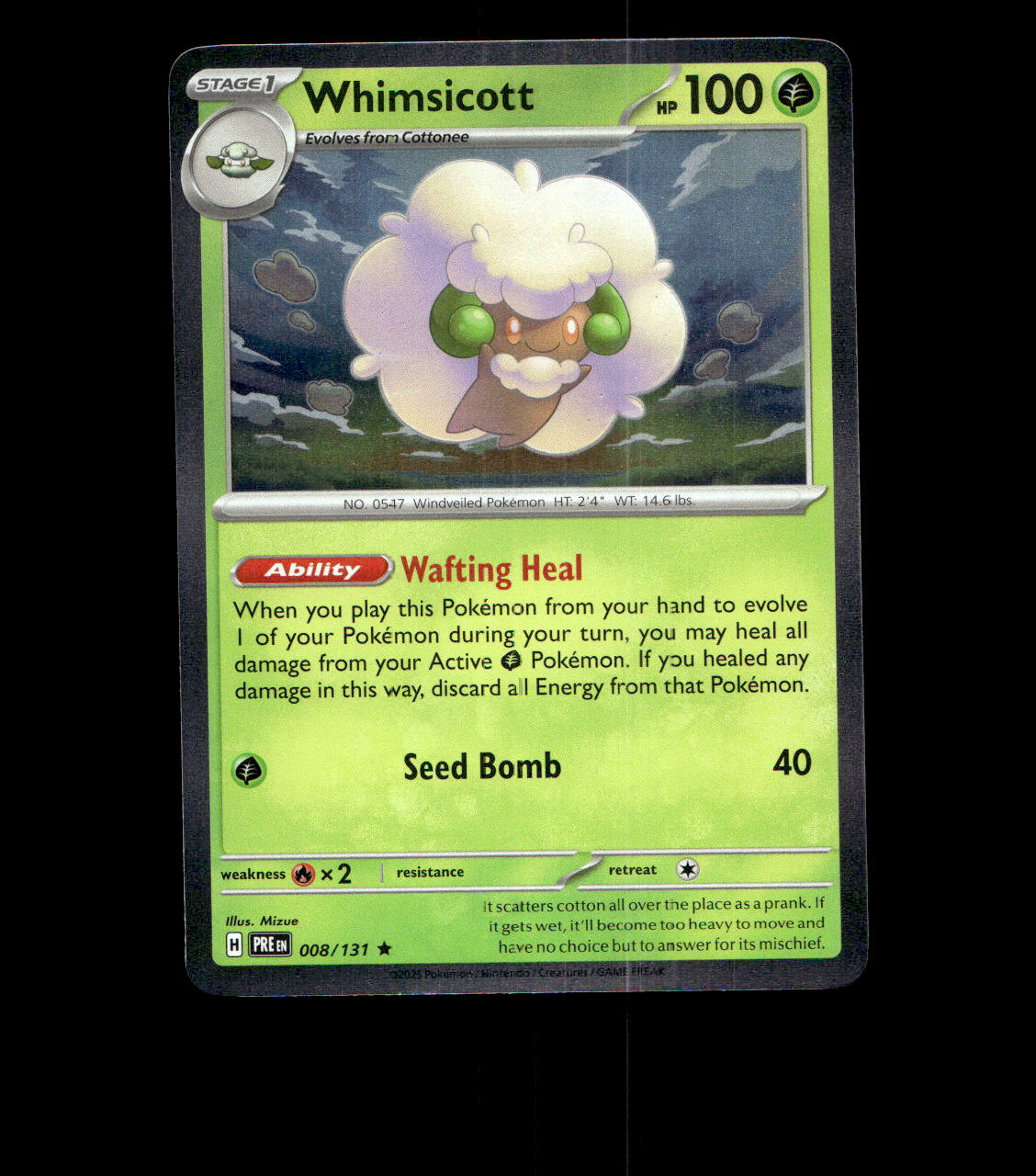 Whimsicott - 008/131 - Prismatic Evolutions - Near Mint