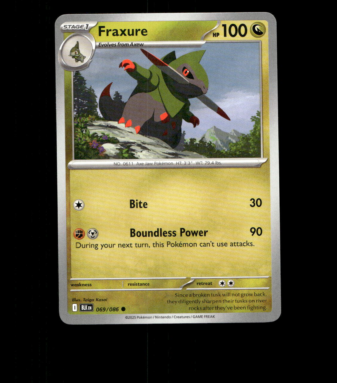Fraxure - 069/086 - Black Bolt - Near Mint Pokemon Card TCG
