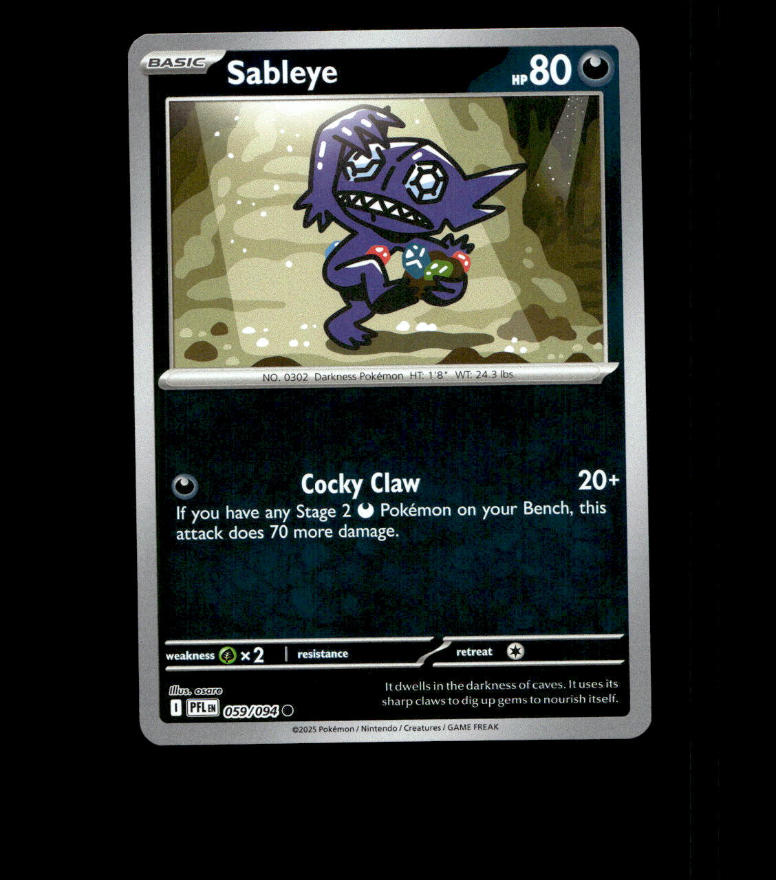 Sableye – 059/094 – Phantasmal Flames – Reverse Holo Near Mint