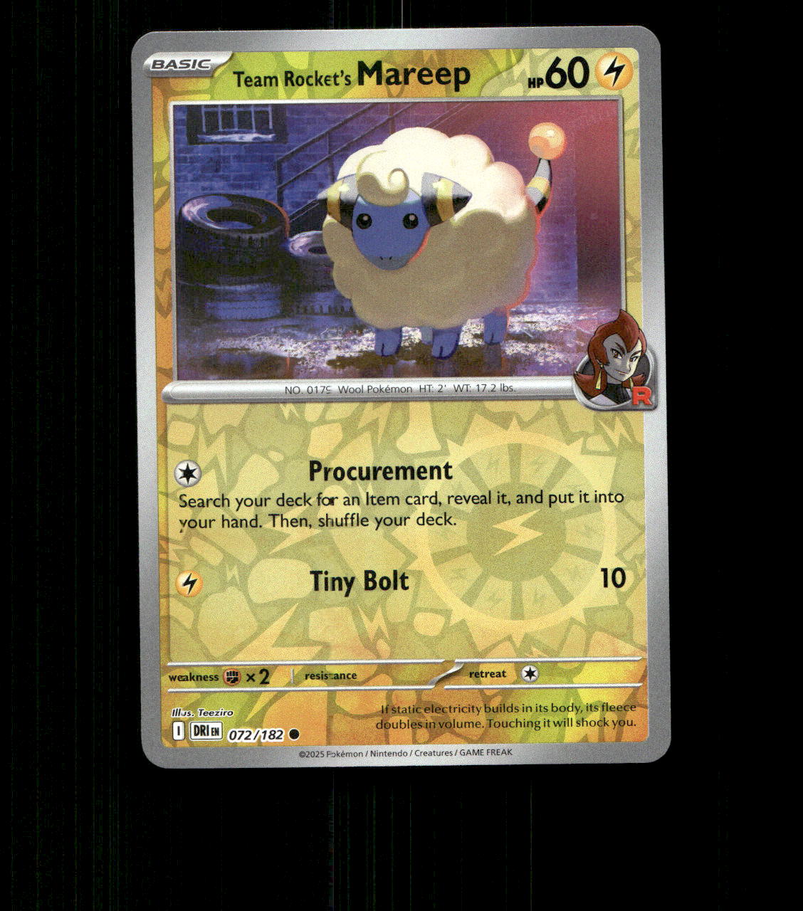 Team Rocket’s Mareep – 072/182 – Destined Rivals – Reverse Holo – Near Mint