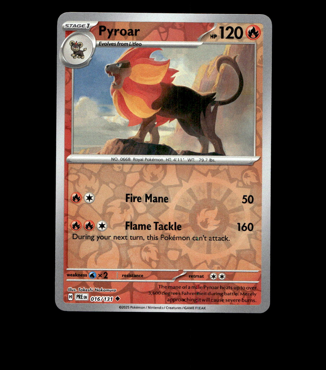 Pyroar - 016/131 - Prismatic Evolutions - Near Mint Reverse Holofoil
