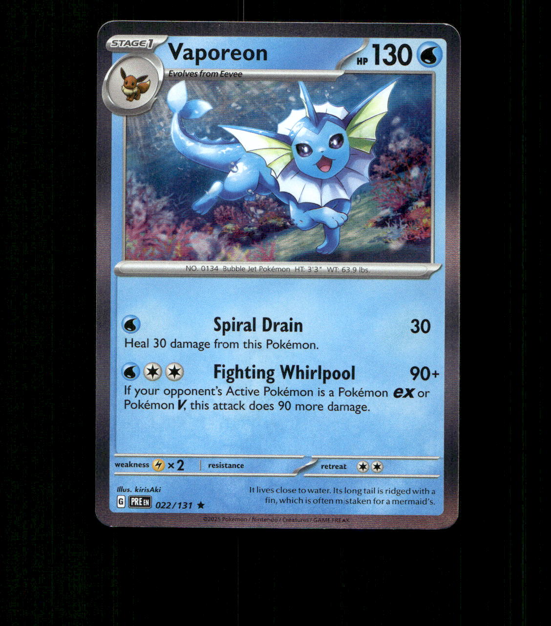 Vaporeon – 022/131 – Prismatic Evolution – Holo Near Mint