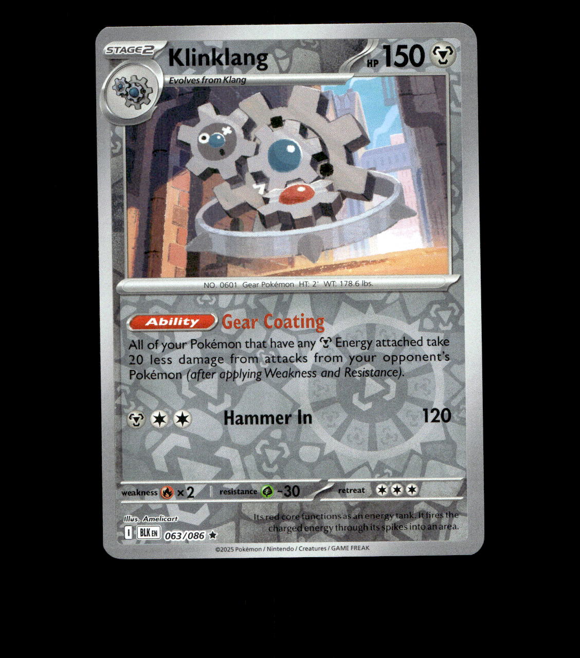 Klinklang – 063/086 – Black Bolt – Reverse Holo – Near Mint - Pokemon Card - TCG