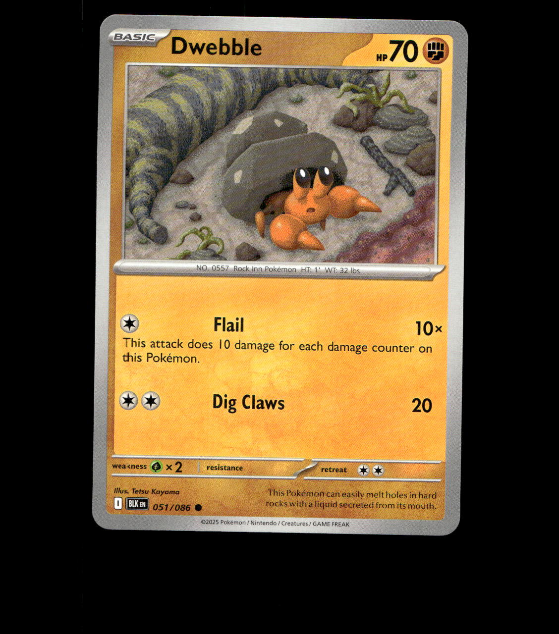 Dwebble – 051/086 – Black Bolt – Non Holo – Near Mint - Pokemon Card - TCG