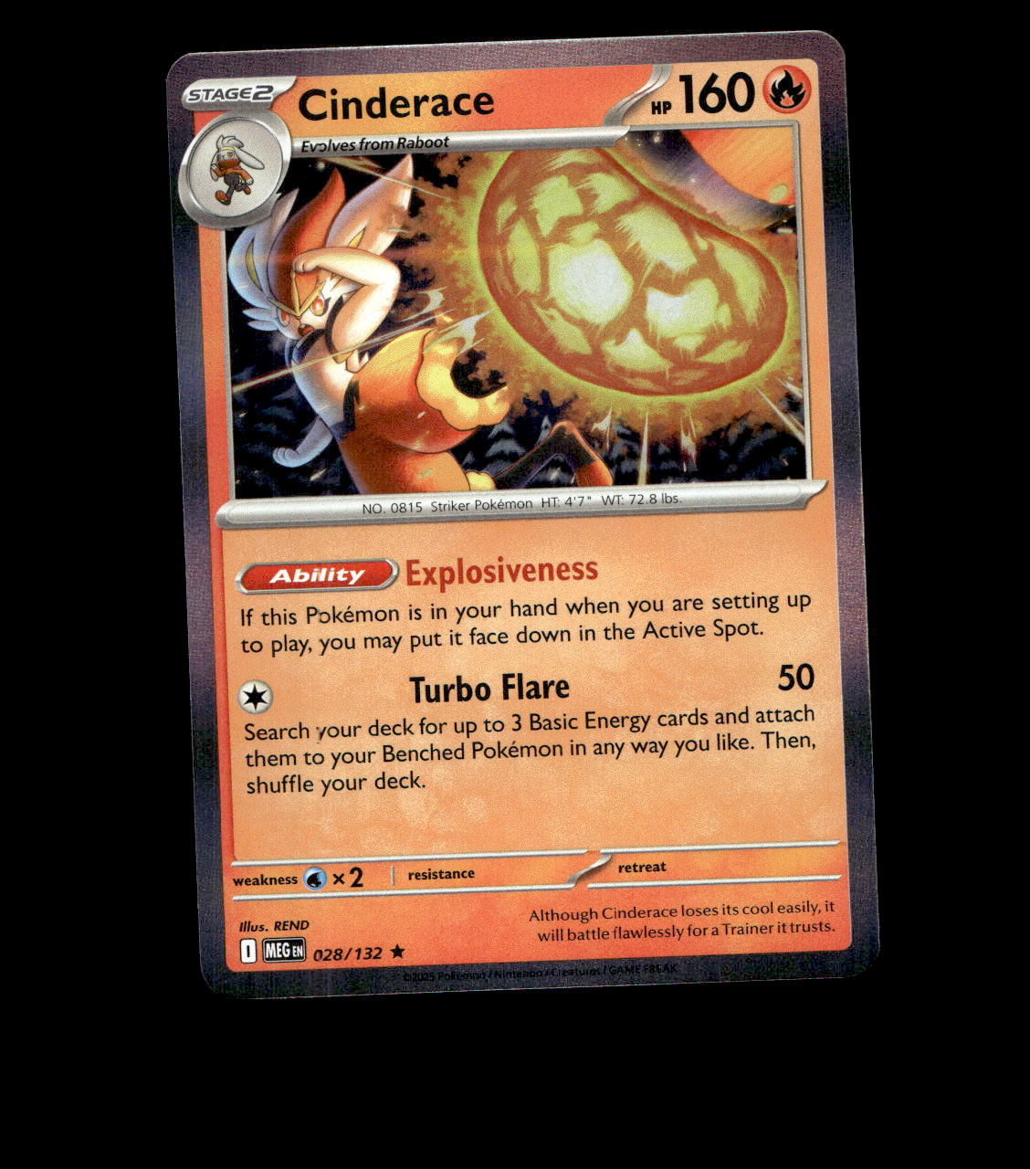 Cinderace - 028/132 - Mega Evolution - Holo Near Mint
