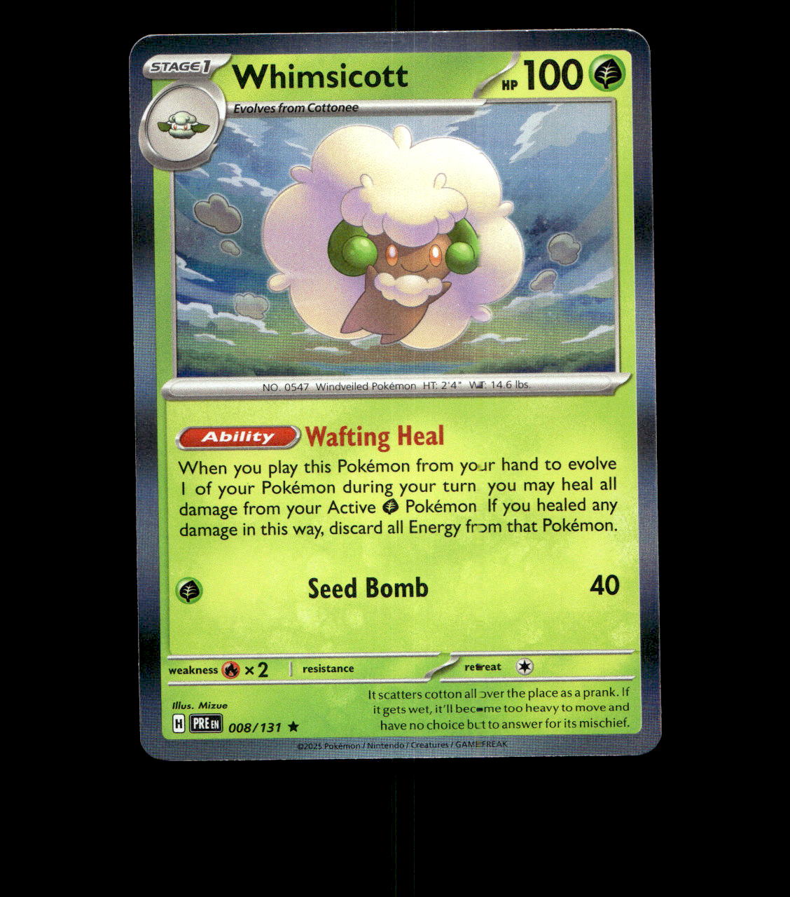 Whimsicott - 008/131 - Prismatic Evolutions - Holo Near Mint