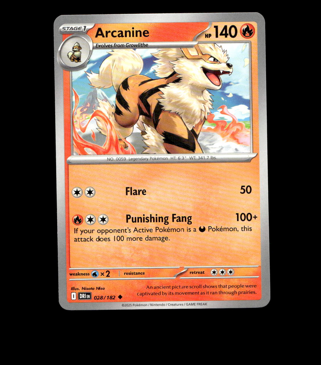 Arcanine - 028/182 - Destined Rivals - Near Mint Non Holo