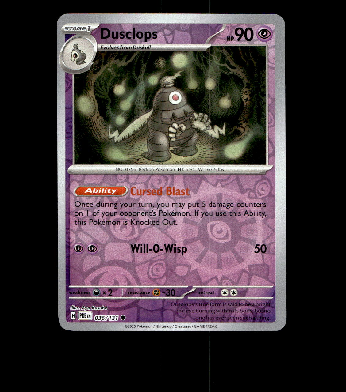 Dusclops - 036/131 - Prismatic Evolutions - Reverse Holo Near Mint