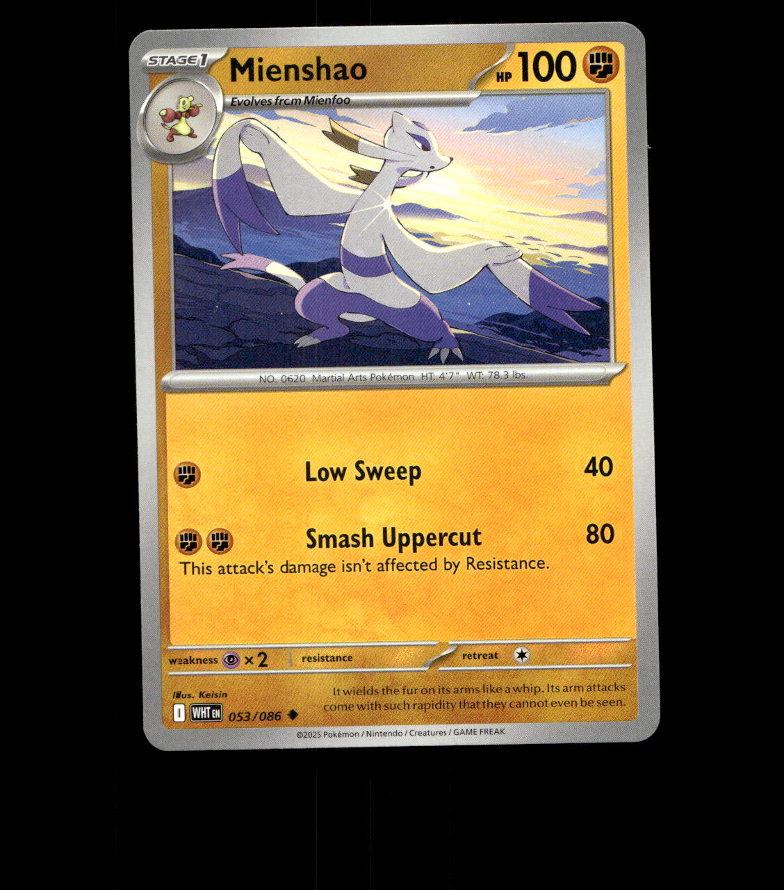 Mienshao – 053/086 – White Flare – Non Holo Near Mint - Pokemon Card - TCG
