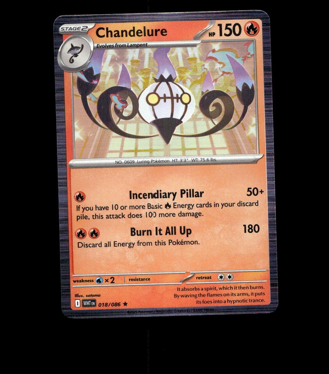 Chandelure – 018/086 – White Flare – Holo – Near Mint Pokemon Card - TCG