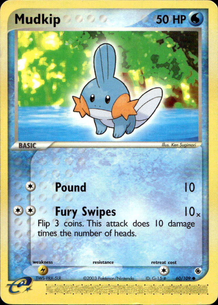 EX Ruby & Sapphire - Mudkip 60/109 Common Non-Holo - Played Condition